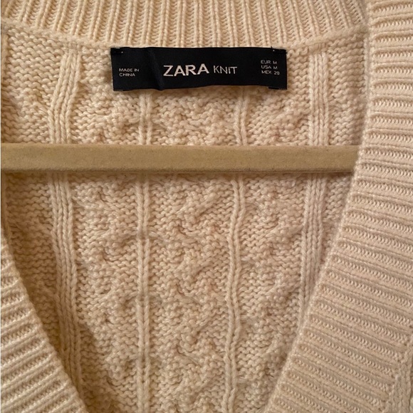 Zara Cream Long Sweater Dress M - Picture 3 of 3